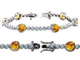 Original Star K™ High End Tennis Bracelet With 6pcs 7mm Genuine Heart Citrine