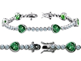 Original Star K™ High End Tennis Bracelet With 6pcs 7mm Heart Shape Simulated Emerald