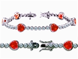 Original Star K™ High End Tennis Bracelet With 6pcs 7mm Heart Shape Simulated Mexican Fire Opal