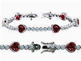 Original Star K™ High End Tennis Bracelet With 6pcs 7mm Heart Shape Genuine Garnet