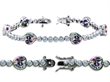 Original Star K™ High End Tennis Bracelet With 6pcs 7mm Heart Shape Rainbow Mystic Topaz