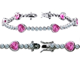 Original Star K™ High End Tennis Bracelet With 6pcs 7mm Heart Shape Created Pink Sapphire