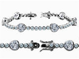 Original Star K™ High End Tennis Bracelet With 6pcs 7mm Heart Shape Genuine White Topaz