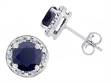 Original Star K™ Genuine 7mm Round Black Sapphire and Diamond earring Studs