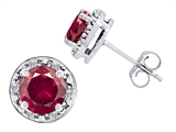Original Star K™ Created 7mm Round Ruby and Genuine Diamond earring Studs