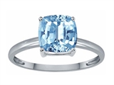 10k White Gold Simulated Aquamarine 7mm Cushion Cut Solitaire Engagement Ring by Zoe R™