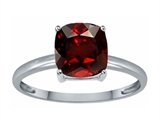 Tommaso Design™ Genuine Garnet 7mm Cushion Cut Solitaire Engagement Ring