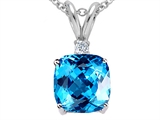 Tommaso Design™ 7mm Cushion Cut Genuine Blue Topaz Pendant
