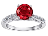 Original Star K™ Solitaire Engagement Ring with Round Created Ruby and 6 Genuine Diamonds