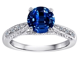 Original Star K™ Solitaire Engagement Ring with Round Created Sapphire and 6 Genuine Diamonds