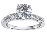 Original Star K™ Solitaire Engagement Ring with Round Genuine White Topaz and 6 Genuine Diamonds