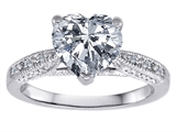 Original Star K™ Solitaire Engagement Ring with Heart Shape Genuine White Topaz and 6 Genuine Diamonds