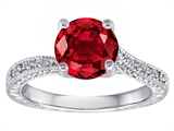Original Star K™ Solitaire Engagement Ring with Round Created Ruby and 6 Genuine Diamonds