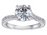 Original Star K™ Solitaire Engagement Ring with Round Genuine White Topaz and 6 Genuine Diamonds