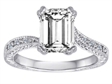Original Star K™ Solitaire Engagement Ring with Emerald Cut Genuine White Topaz and 6 Genuine Diamonds