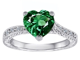 Original Star K™ Solitaire Engagement Ring with Heart Shape Simulated Emerald and 6 Genuine Diamonds