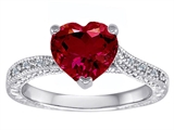 Original Star K™ Solitaire Engagement Ring with Heart Shape Created Ruby and 6 Genuine Diamonds
