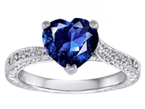 Original Star K™ Solitaire Engagement Ring with Heart Shape Lab Created Sapphire and 6 Genuine Diamonds