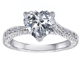 Original Star K™ Solitaire Engagement Ring with Heart Shape Genuine White Topaz and 6 Genuine Diamonds