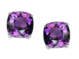 Tommaso Design™ 7mm Cushion Cut Genuine Amethyst Earring Studs