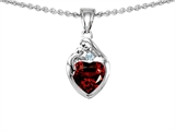Original Star K™ Loving Mother With Child Family Pendant With Genuine Heart Shape Garnet