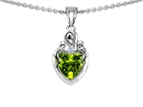 Original Star K™ Loving Mother With Children Pendant With Genuine Heart Shape Peridot