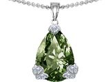 Original Star K™ Large 11x17 Pear Shape Simulated Green Sapphire Designer Pendant