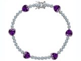 Original Star K™ Classic Heart Shape Genuine Amethyst Tennis Bracelet In
