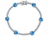 Original Star K™ Classic Heart Shape 7mm Simulated Blue Topaz Tennis Bracelet