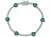 Original Star K™ Classic Heart Shape 7mm Simulated Emerald Tennis Bracelet