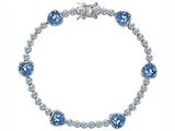 Original Star K™ Classic Heart Shape 7mm Simulated Aquamarine Tennis Bracelet