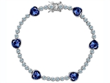 Original Star K™ Classic Heart Shape 7mm Created Sapphire Tennis Bracelet