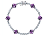 Original Star K™ Classic Cushion Cut 7mm Genuine Amethyst Tennis Bracelet