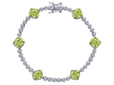 Original Star K™ Classic Cushion Cut 7mm Genuine Peridot Tennis Bracelet