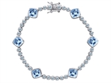 Original Star K™ Classic Cushion Cut 7mm Simulated Aquamarine Tennis Bracelet