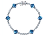 Original Star K™ Classic Cushion Cut 7mm Simulated Blue Topaz Tennis Bracelet