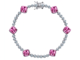 Original Star K™ Classic Cushion Cut 7mm Created Pink Sapphire Tennis Bracelet