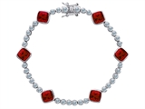 Original Star K™ Classic Cushion Cut 7mm Created Ruby Tennis Bracelet