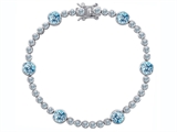 Original Star K™ Classic Round 6mm Simulated Aquamarine Tennis Bracelet
