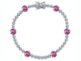Original Star K™ Classic Round 6mm Created Pink Sapphire Tennis Bracelet