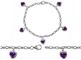 Original Star K™ High End Tennis Charm Bracelet With 5pcs 7mm Heart Shape Genuine Amethyst