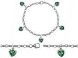 Original Star K™ High End Tennis Charm Bracelet With 5pcs 7mm Heart Shape Simulated Emerald