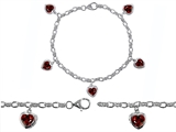 Original Star K™ High End Tennis Charm Bracelet With 5pcs 7mm Heart Shape Genuine Garnet