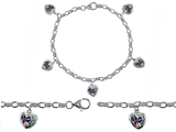 Original Star K™ High End Tennis Charm Bracelet With 5pcs 7mm Heart Shape Mystic Topaz