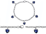 Original Star K™ High End Tennis Charm Bracelet With 5pcs 7mm Heart Shape Lab Created Sapphire