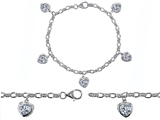 Original Star K™ High End Tennis Charm Bracelet With 5pcs 7mm Genuine Heart White Topaz