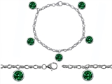 Original Star K™ High End Tennis Charm Bracelet With 5pcs 7mm Round Simulated Emerald