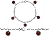 Original Star K™ High End Tennis Charm Bracelet With 5pcs 7mm Round Genuine Garnet