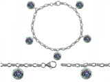 Original Star K™ High End Tennis Charm Bracelet With 5pcs 7mm Round Mystic Topaz