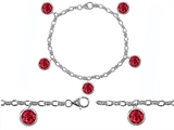 Original Star K™ High End Tennis Charm Bracelet With 5pcs 7mm Round Lab Created Ruby
